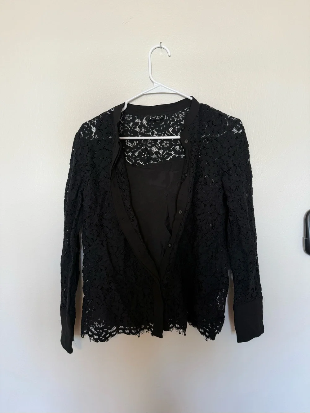 J. Crew Black Lace Button-Down Shirt